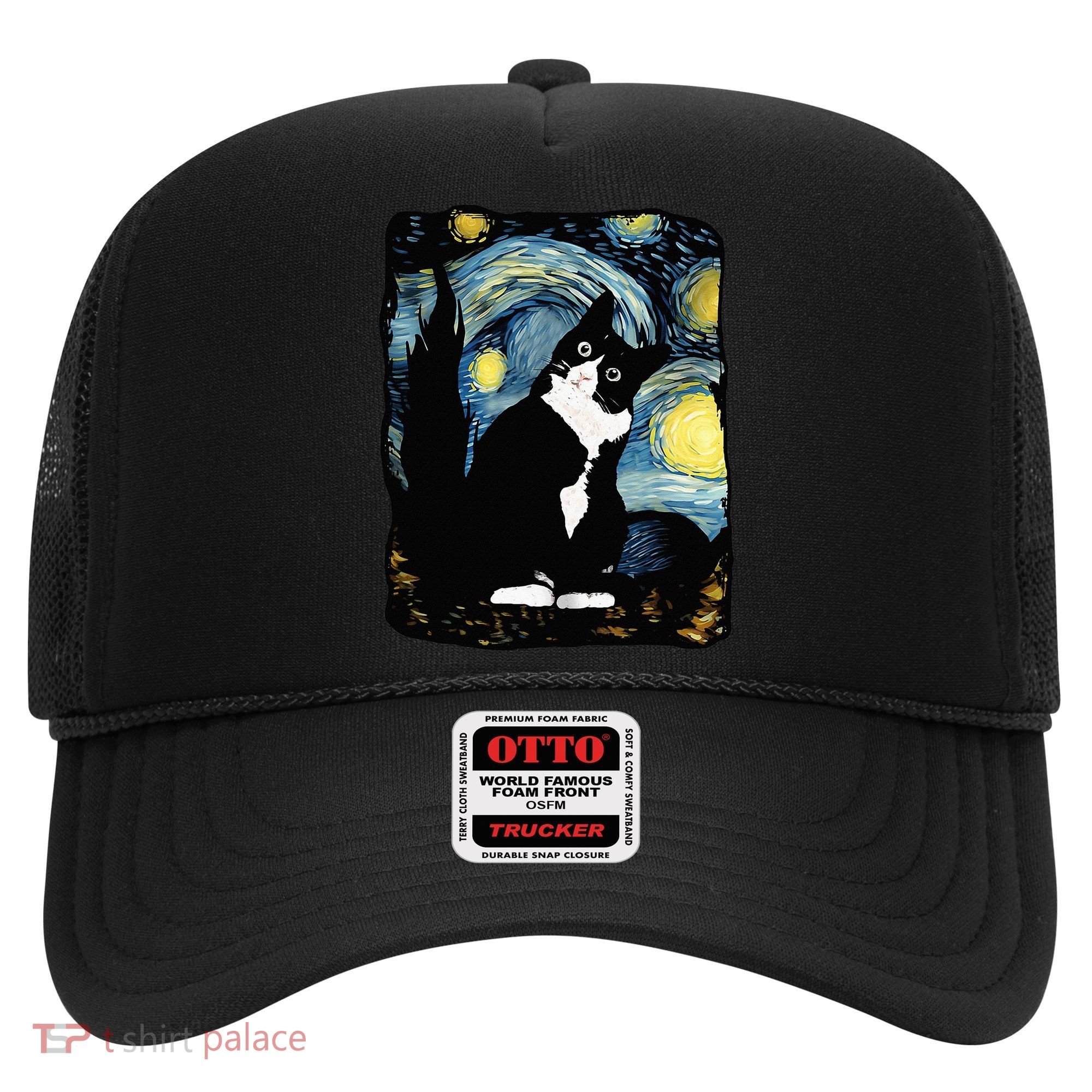 Tuxedo Cat Starry Night Van Gogh Cat Cat Art Cat Mom Dad Hat