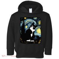 Tuxedo Cat Starry Night Van Gogh Cat Cat Art Cat Mom Dad Toddler Hoodie thumb 0