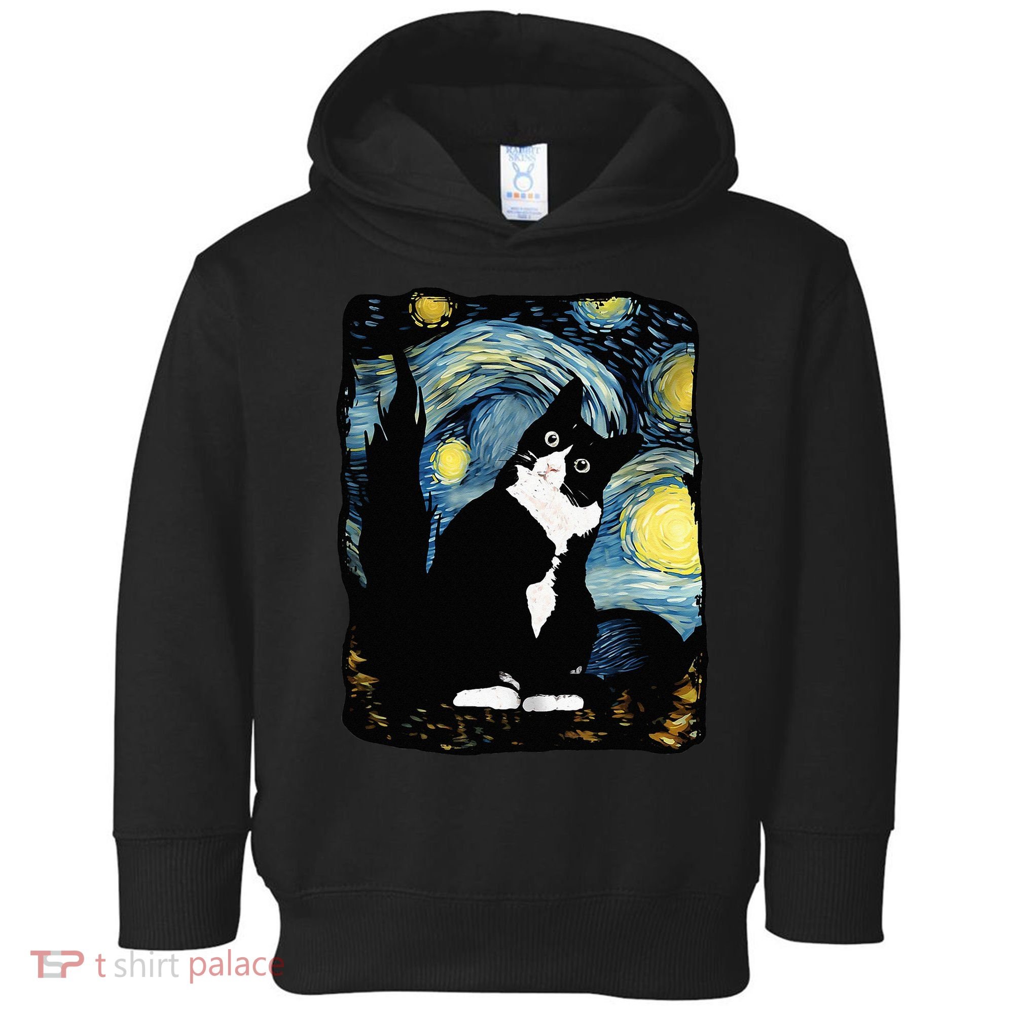 Tuxedo Cat Starry Night Van Gogh Cat Cat Art Cat Mom Dad Toddler Hoodie