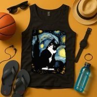 Tuxedo Cat Starry Night Van Gogh Cat Cat Art Cat Mom Dad Tank Top thumb 4