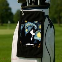 Tuxedo Cat Starry Night Van Gogh Cat Cat Art Cat Mom Dad Golf Towel thumb 2
