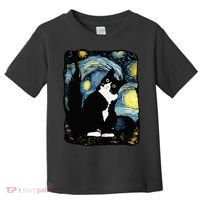 Tuxedo Cat Starry Night Van Gogh Cat Cat Art Cat Mom Dad Toddler T-Shirt thumb 0