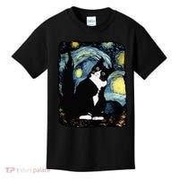 Tuxedo Cat Starry Night Van Gogh Cat Cat Art Cat Mom Dad Kids T-Shirt thumb 0