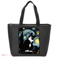 Tuxedo Cat Starry Night Van Gogh Cat Cat Art Cat Mom Dad Tote Bag thumb 0