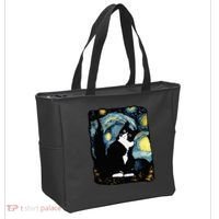 Tuxedo Cat Starry Night Van Gogh Cat Cat Art Cat Mom Dad Tote Bag thumb 2