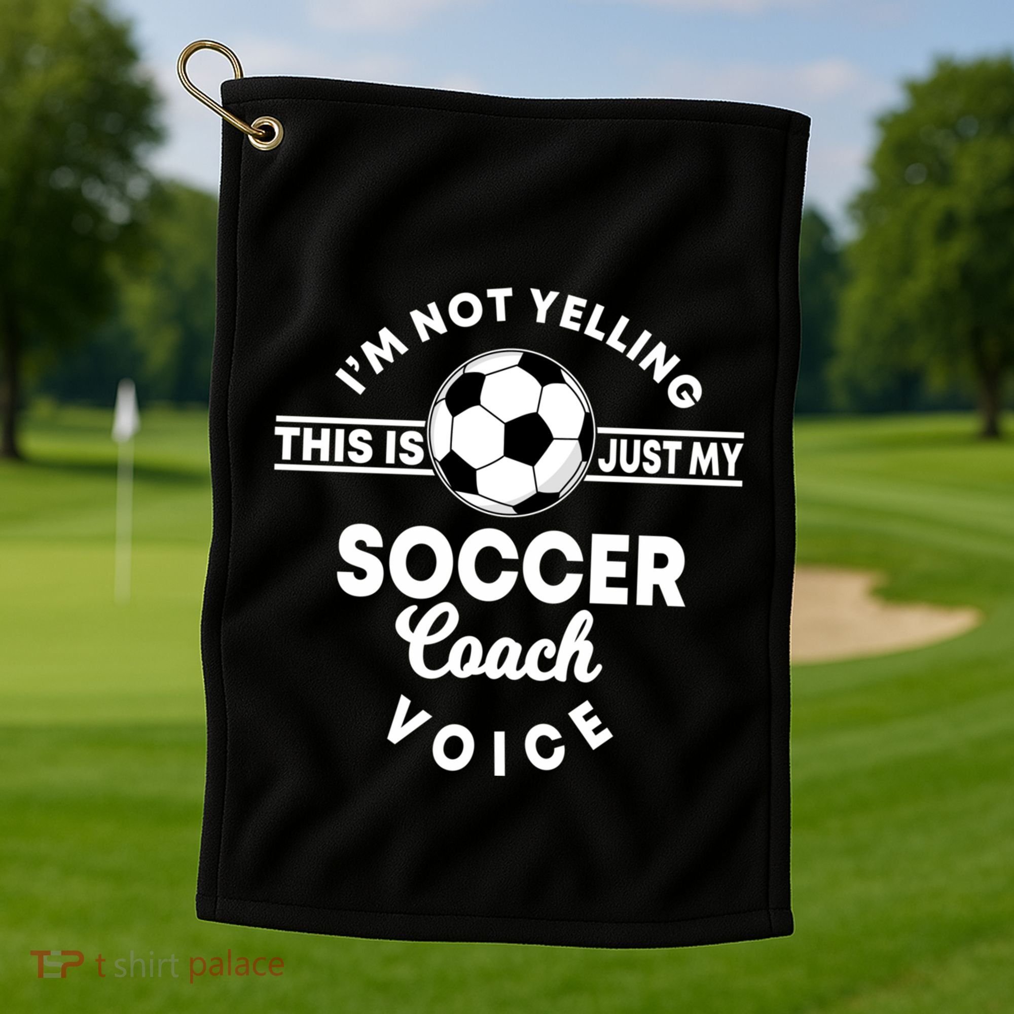 Trainer Coaching Soccer Coach Mom Dad Voice Cute Gift Golf Towel