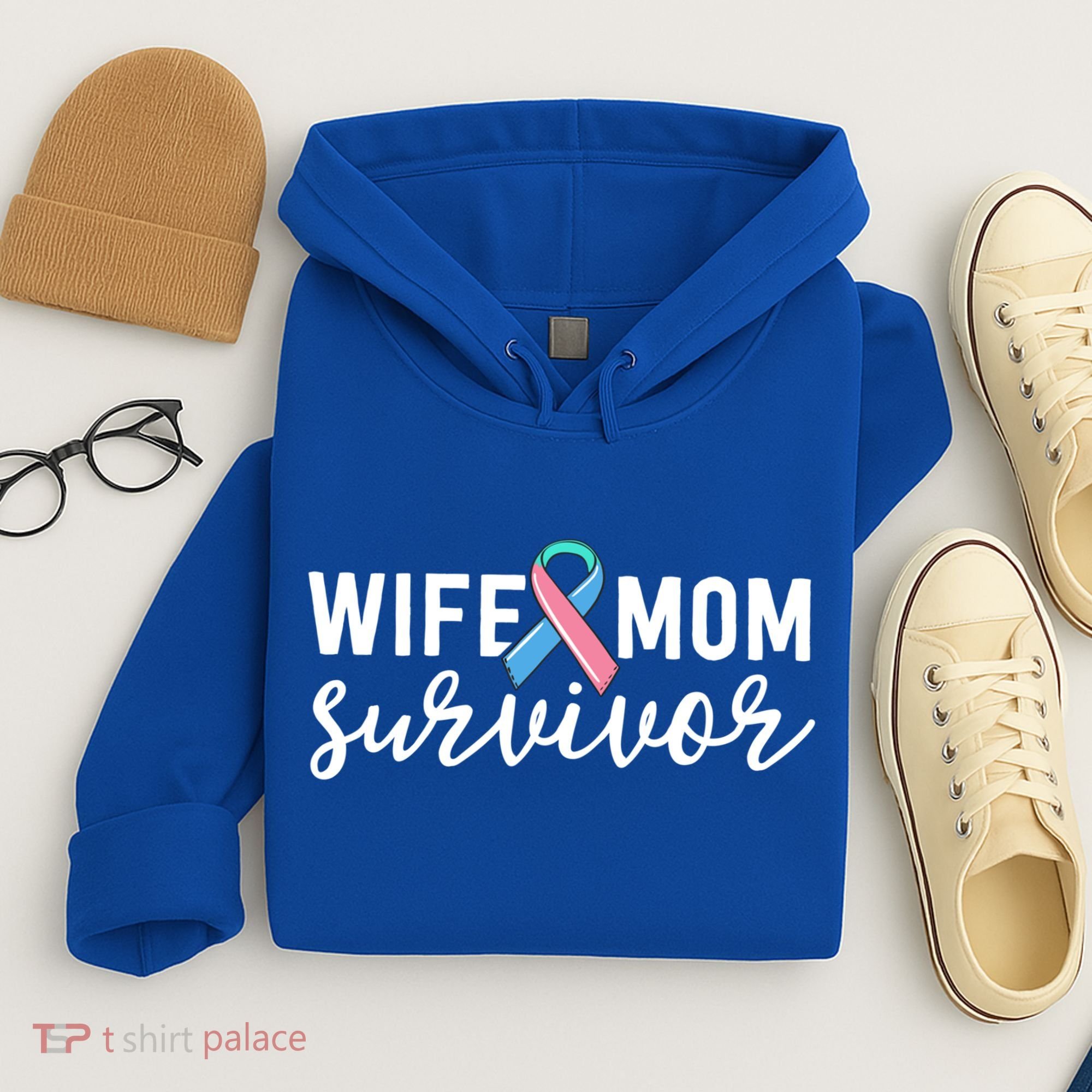Thyroid Cancer Survivor Gift Awareness Wife Mom Survivor Cute Gift Hoodie