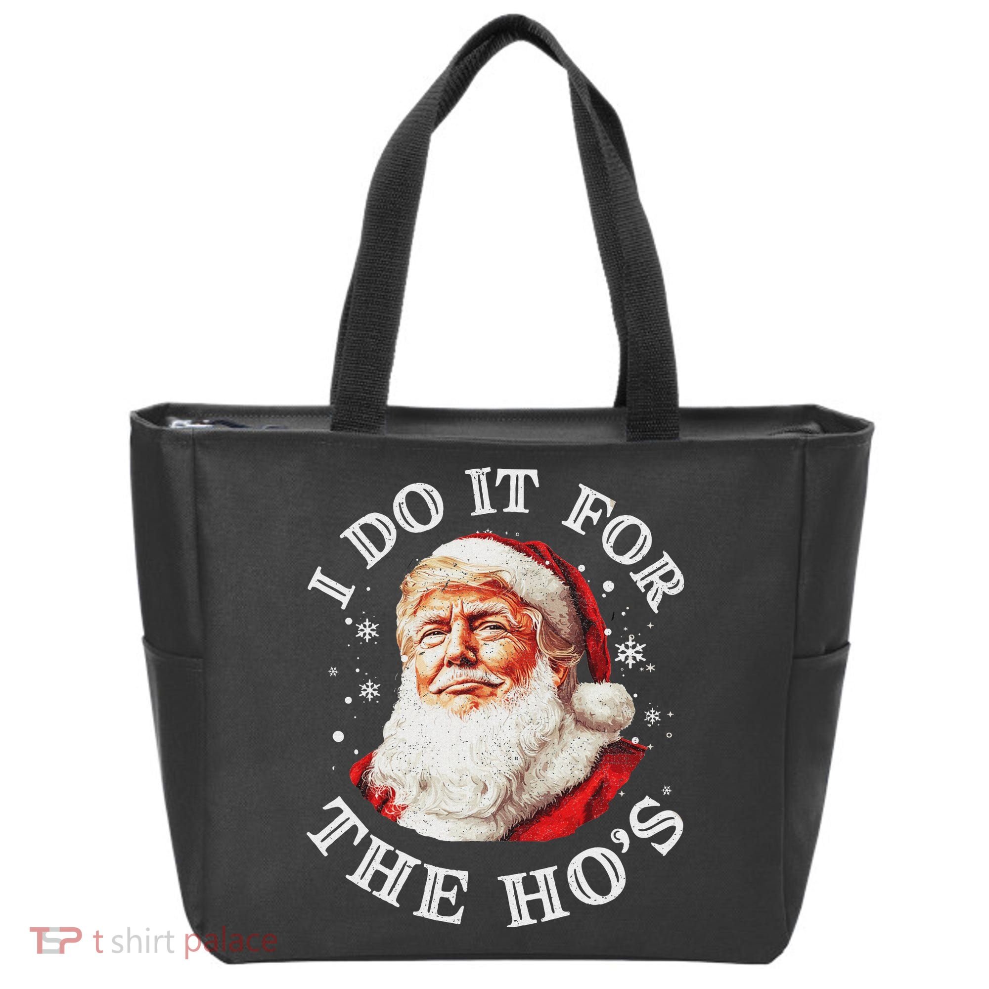 Trump Christmas Santa Claus I Do It For The Hos Cute Xmas Tote Bag