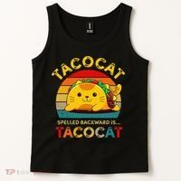 Taco Cat Spelled Backward Cute Taco Cat Lover Funny Mexican Tank Top thumb 2