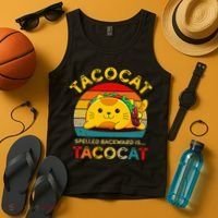 Taco Cat Spelled Backward Cute Taco Cat Lover Funny Mexican Tank Top thumb 4
