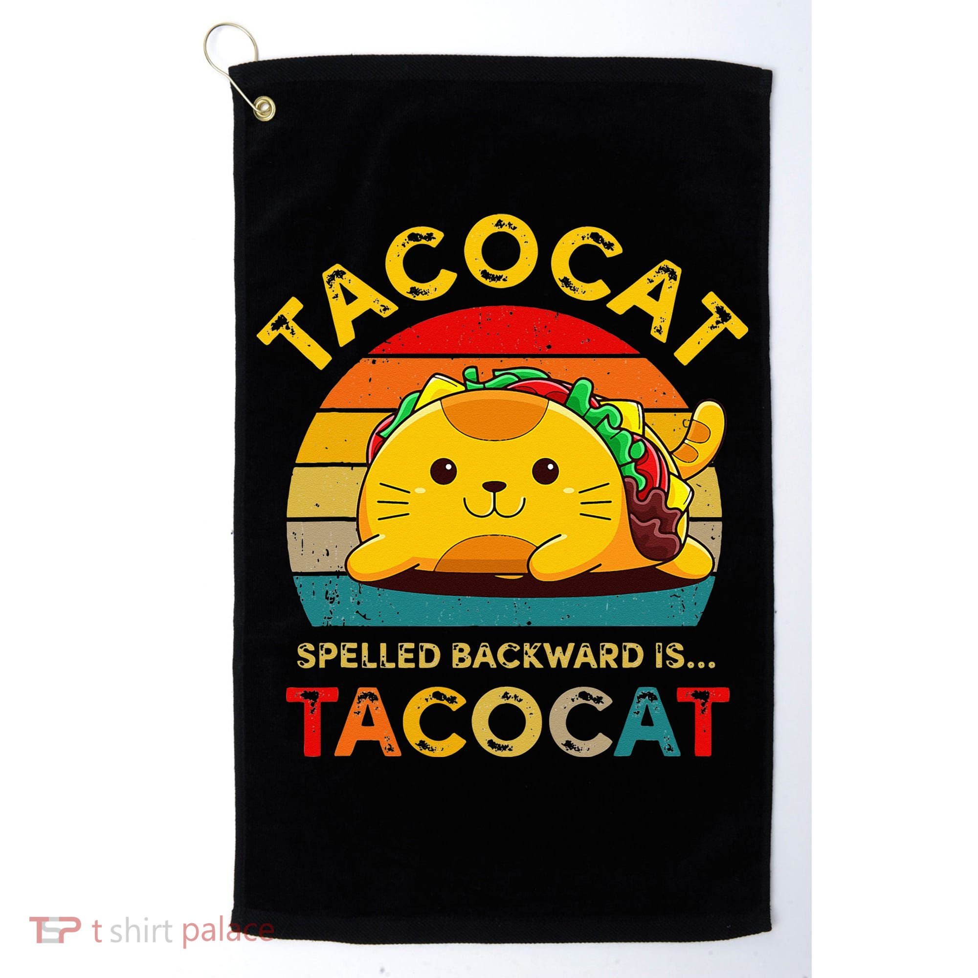 Taco Cat Spelled Backward Cute Taco Cat Lover Funny Mexican Golf Towel