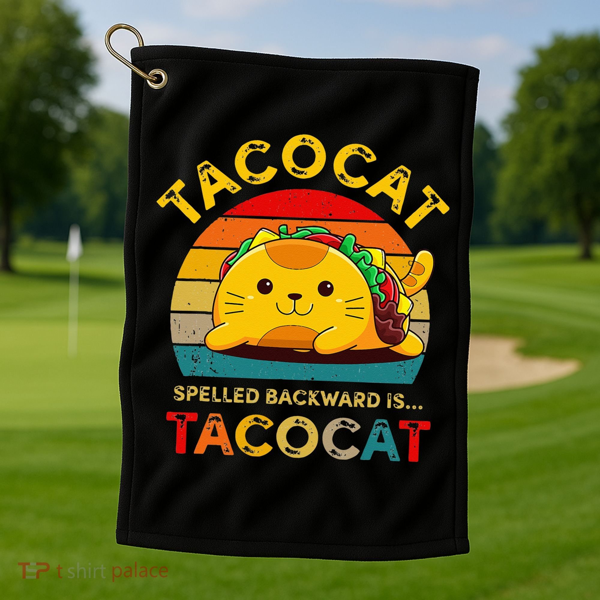 Taco Cat Spelled Backward Cute Taco Cat Lover Funny Mexican Golf Towel