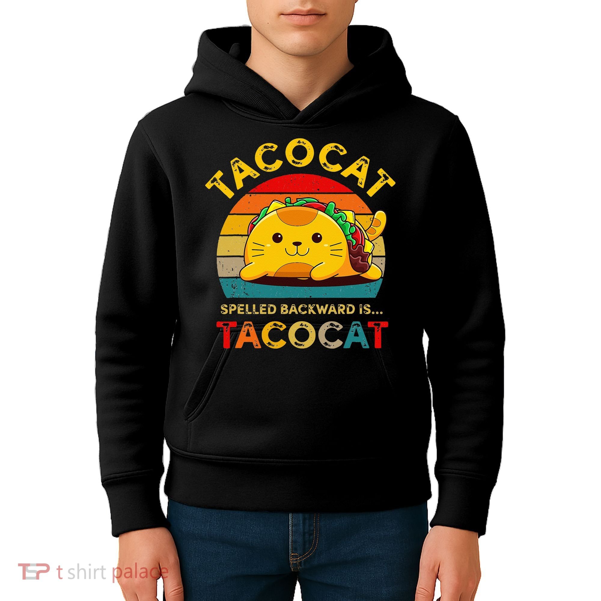 Taco Cat Spelled Backward Cute Taco Cat Lover Funny Mexican Kids Hoodie