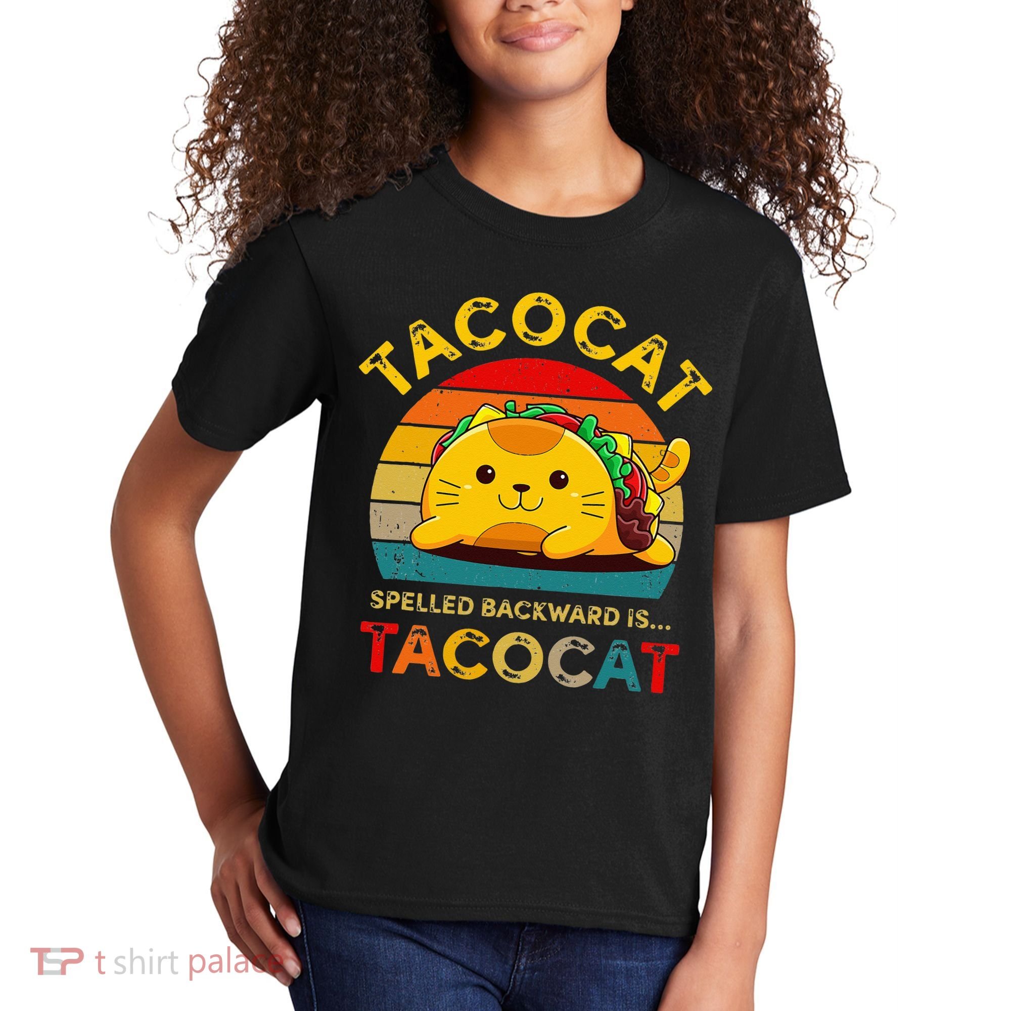 Taco Cat Spelled Backward Cute Taco Cat Lover Funny Mexican Kids T-Shirt