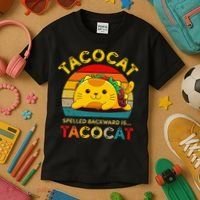 Taco Cat Spelled Backward Cute Taco Cat Lover Funny Mexican Kids T-Shirt thumb 3