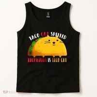 Taco Cat Spelled Backwards Is Taco Cat Funny Mexican Tacos Tank Top thumb 2