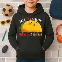 Taco Cat Spelled Backwards Is Taco Cat Funny Mexican Tacos Kids Hoodie thumb 2