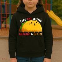 Taco Cat Spelled Backwards Is Taco Cat Funny Mexican Tacos Kids Hoodie thumb 3