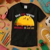 Taco Cat Spelled Backwards Is Taco Cat Funny Mexican Tacos Kids T-Shirt thumb 3