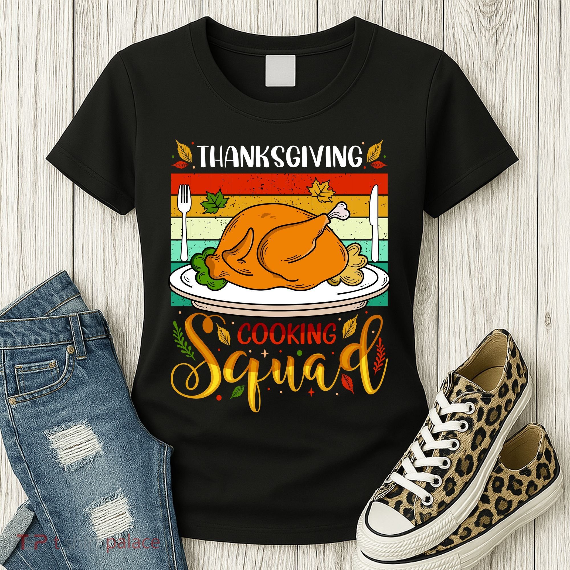 Thanksgiving Cooking Squad Fun Turkey Dinner Cooking Team Women's T-Shirt