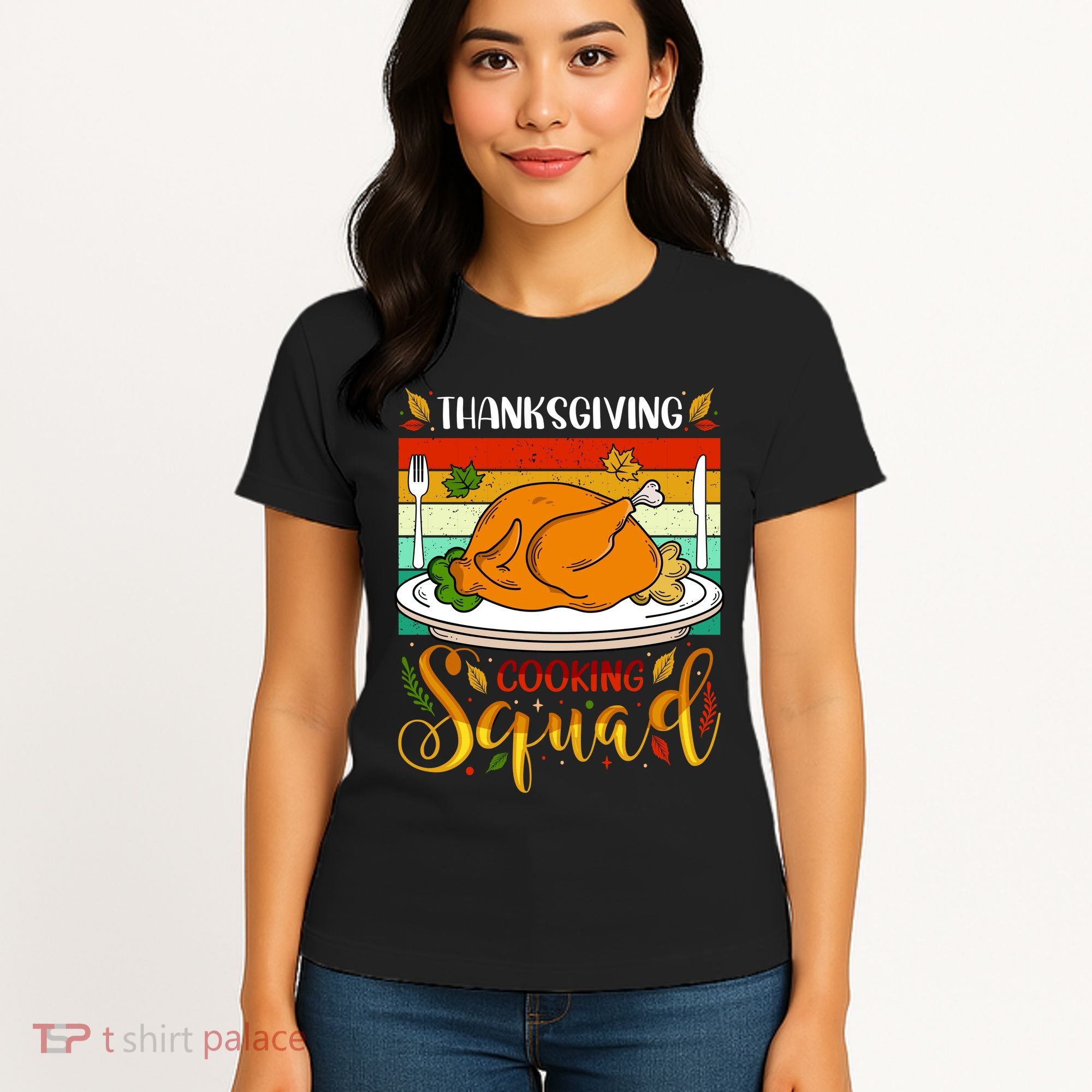 Thanksgiving Cooking Squad Fun Turkey Dinner Cooking Team Women's T-Shirt