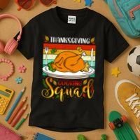 Thanksgiving Cooking Squad Fun Turkey Dinner Cooking Team Kids T-Shirt thumb 3