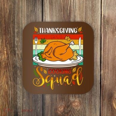 Thanksgiving Cooking Squad Fun Turkey Dinner Cooking Team Coaster