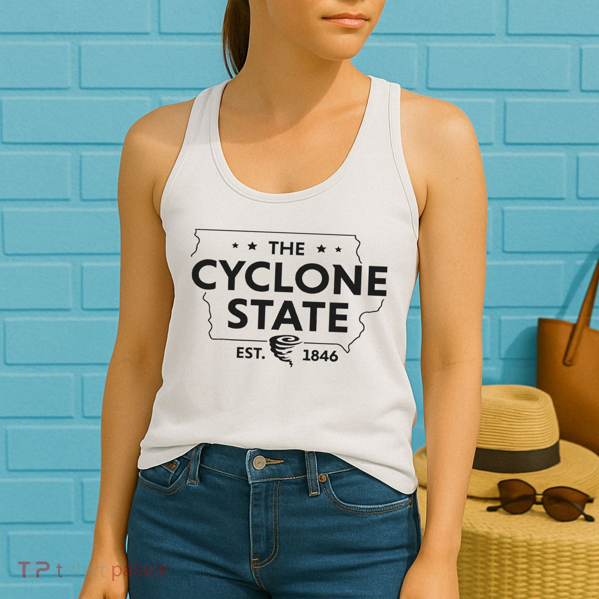 The Cyclone State Iowa Map Proud Est 1846 For Women Women's Tank Top