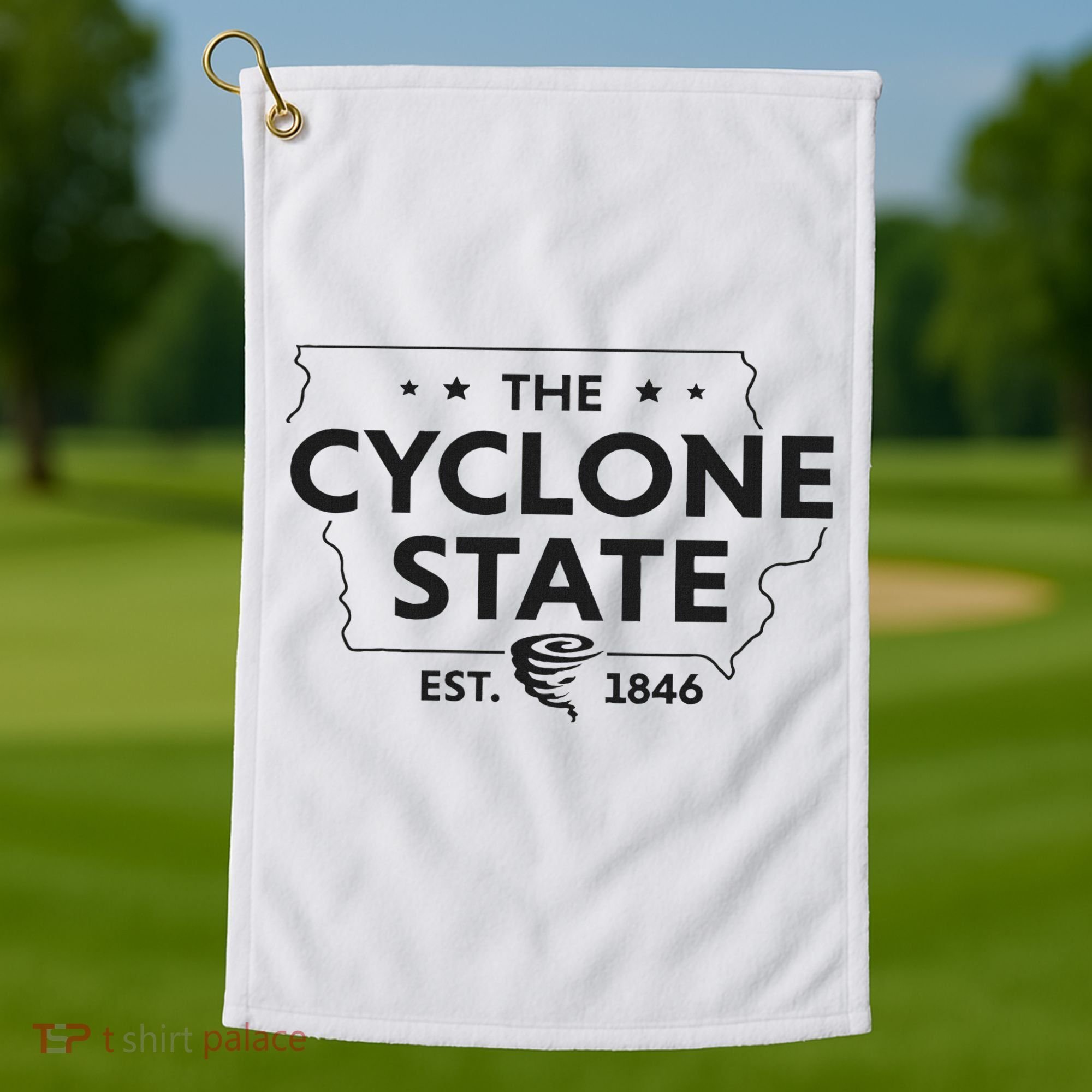 The Cyclone State Iowa Map Proud Est 1846 For Women Golf Towel