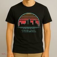 Tulsa City Skyline Retro Vintage 80s Style T-Shirt thumb 3