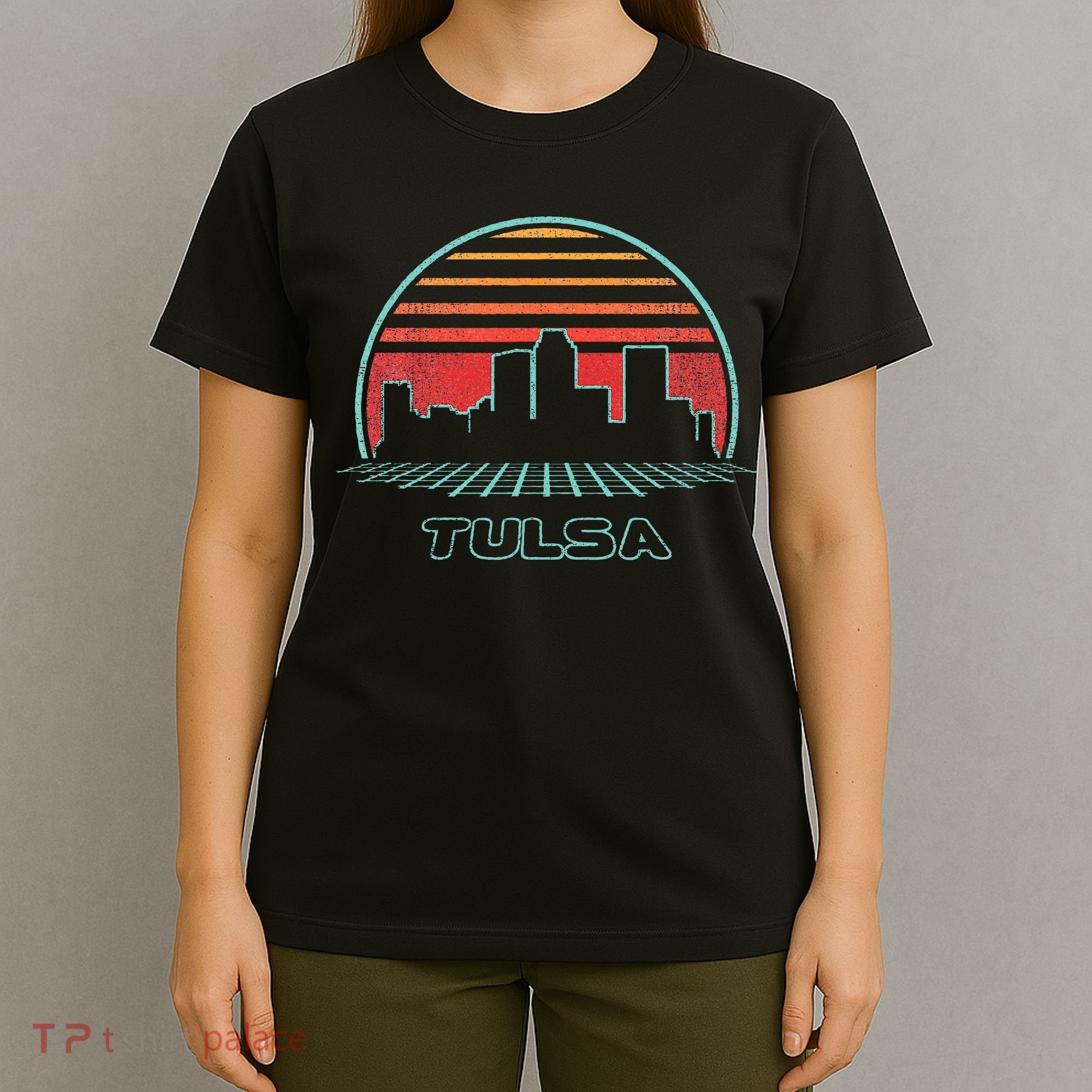 Tulsa City Skyline Retro Vintage 80s Style T-Shirt