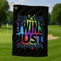The Cool Twins Just Showed Up Funny Twins Golf Towel thumb 1