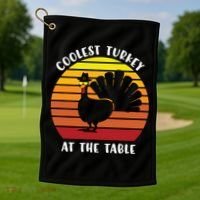 Thanksgiving Coolest Turkey At The Table Golf Towel thumb 1