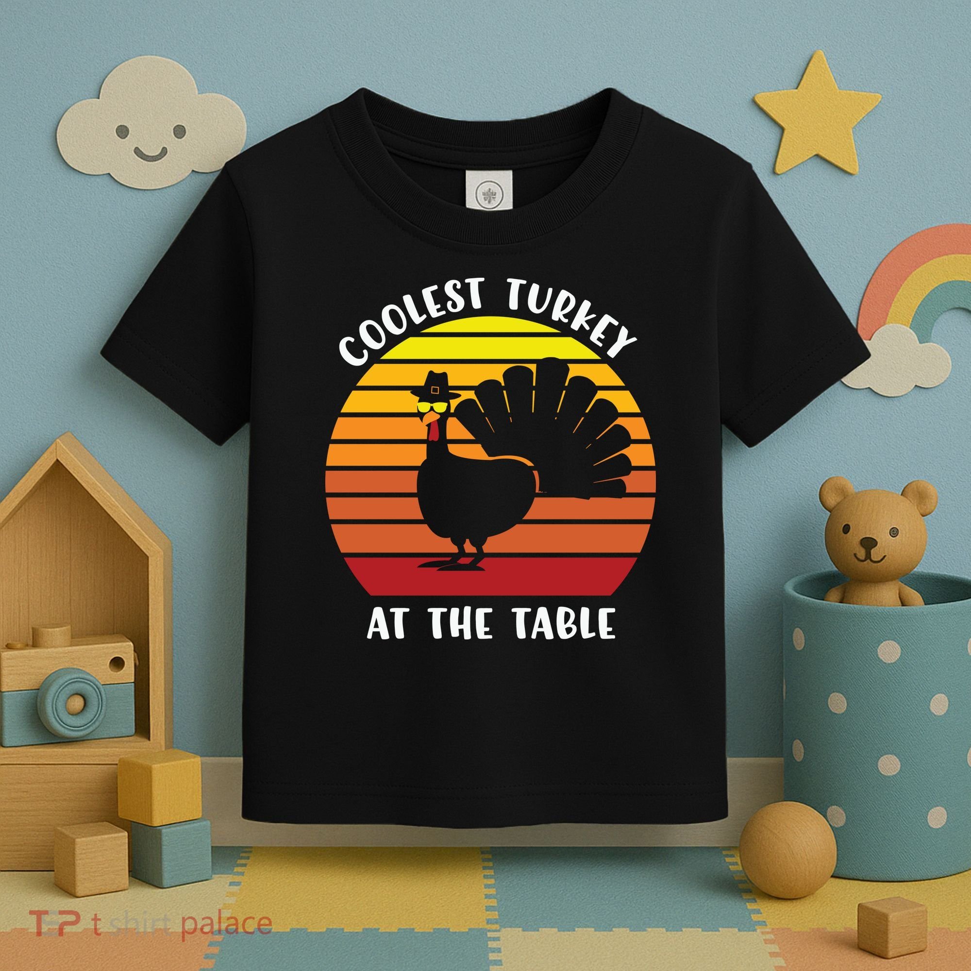 Thanksgiving Coolest Turkey At The Table Toddler T-Shirt