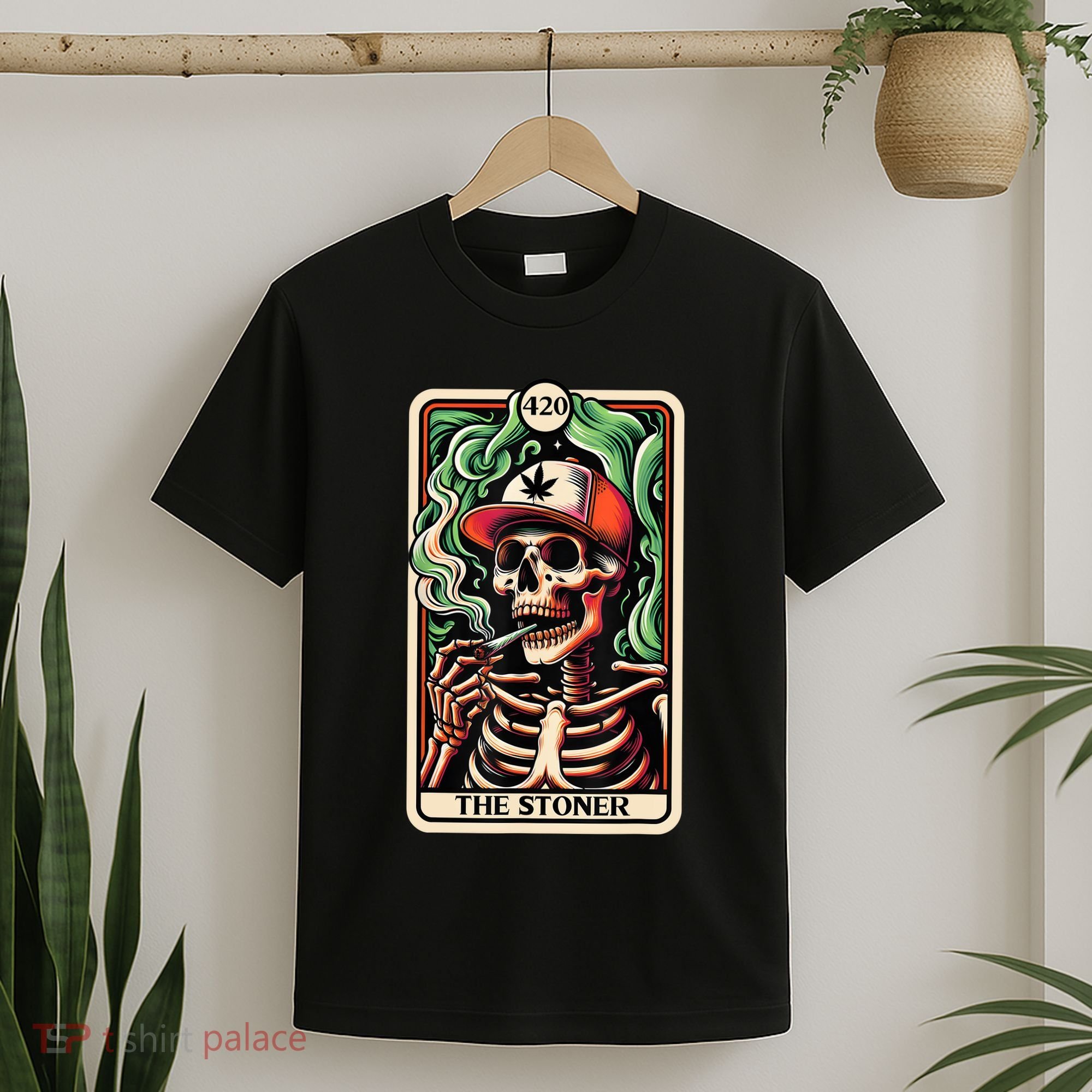 Tarot Card The Stoner Weed Lover Skeleton Cannabis 420 T-Shirt