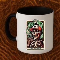Tarot Card The Stoner Weed Lover Skeleton Cannabis 420 Coffee Mug thumb 2