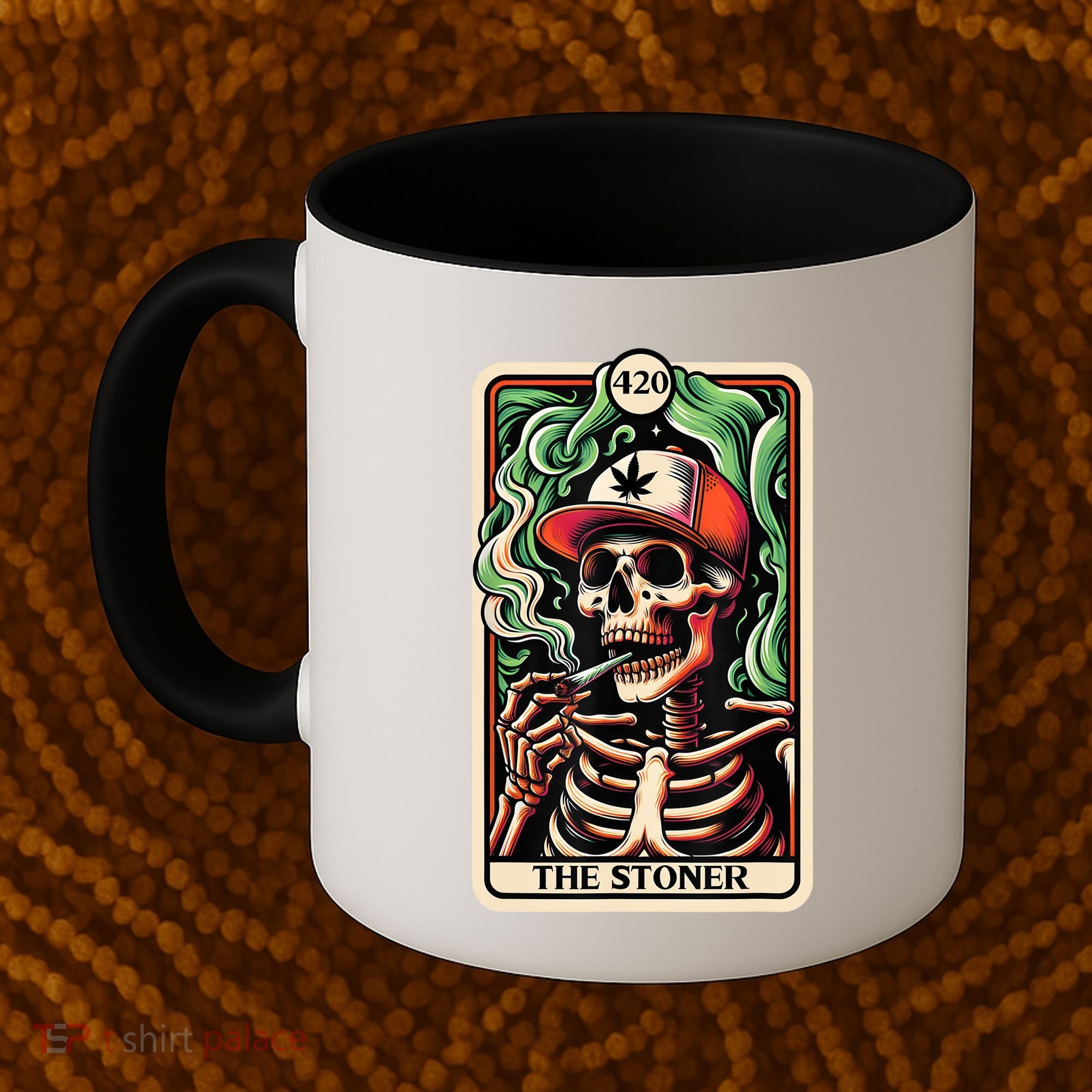 Tarot Card The Stoner Weed Lover Skeleton Cannabis 420 Coffee Mug