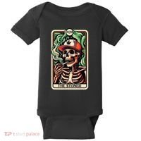 Tarot Card The Stoner Weed Lover Skeleton Cannabis 420 Baby Bodysuit thumb 0