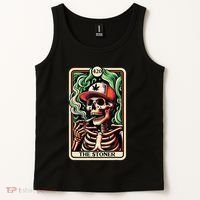 Tarot Card The Stoner Weed Lover Skeleton Cannabis 420 Tank Top thumb 2