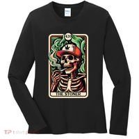 Tarot Card The Stoner Weed Lover Skeleton Cannabis 420 Women's Long Sleeve Shirt thumb 0