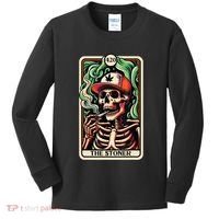 Tarot Card The Stoner Weed Lover Skeleton Cannabis 420 Kids Long Sleeve Shirt thumb 0