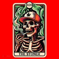 Tarot Card The Stoner Weed Lover Skeleton Cannabis 420 Santa Hat thumb 1