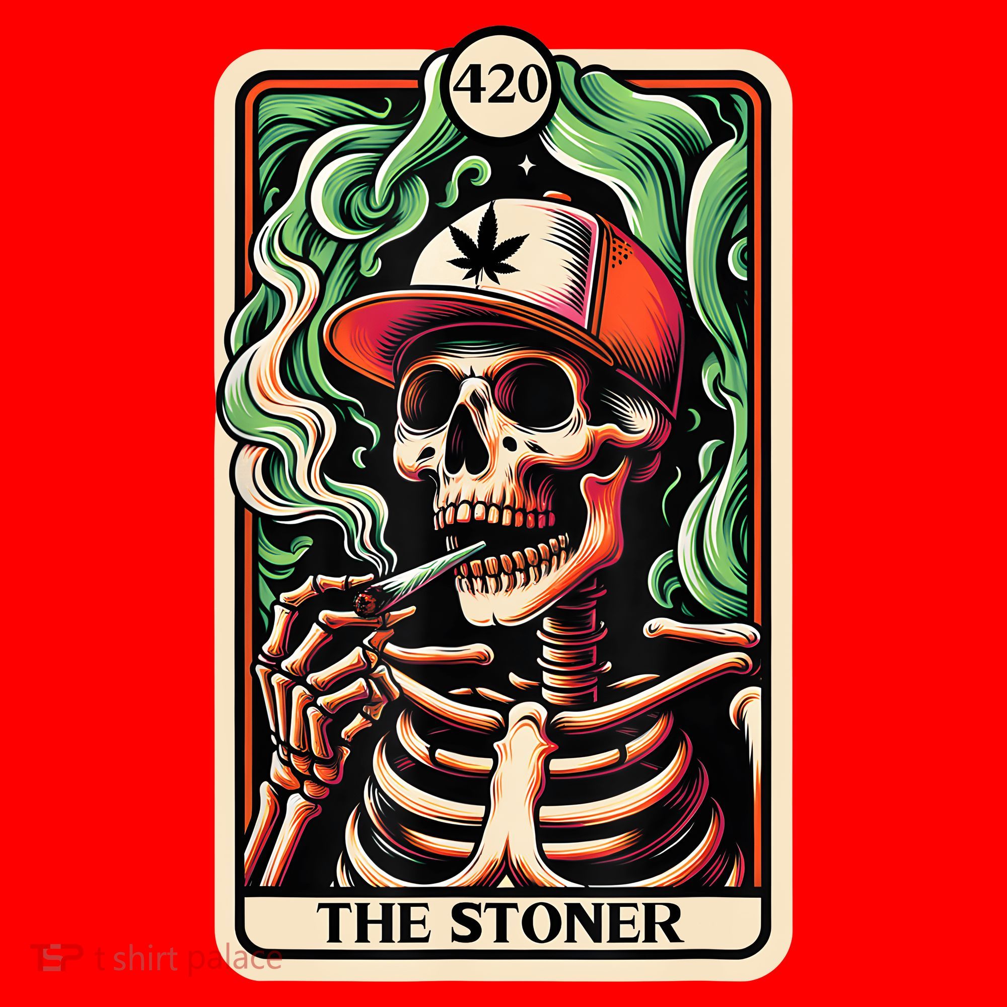 Tarot Card The Stoner Weed Lover Skeleton Cannabis 420 Santa Hat