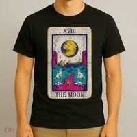 Tarot Card The Moon XVIII Occult Vintage Wolf Moon T-Shirt thumb 3