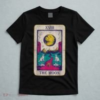 Tarot Card The Moon XVIII Occult Vintage Wolf Moon T-Shirt thumb 5