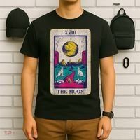 Tarot Card The Moon XVIII Occult Vintage Wolf Moon T-Shirt thumb 6