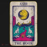 Tarot Card The Moon XVIII Occult Vintage Wolf Moon T-Shirt thumb 7