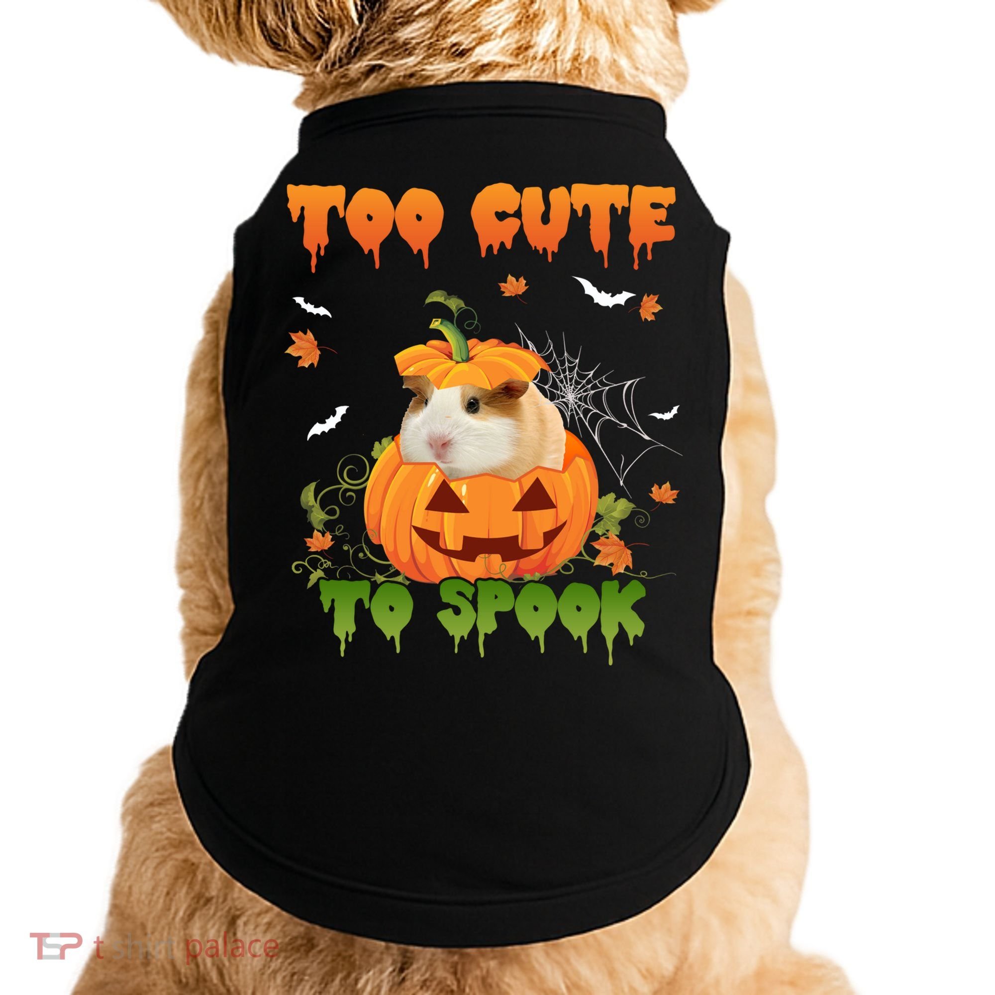 Too Cute To Spook Cute Halloween Pumpkin Hat Guinea Pig Pet Cool Gift Doggie Tank