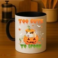 Too Cute To Spook Cute Halloween Pumpkin Hat Guinea Pig Pet Cool Gift Coffee Mug thumb 4