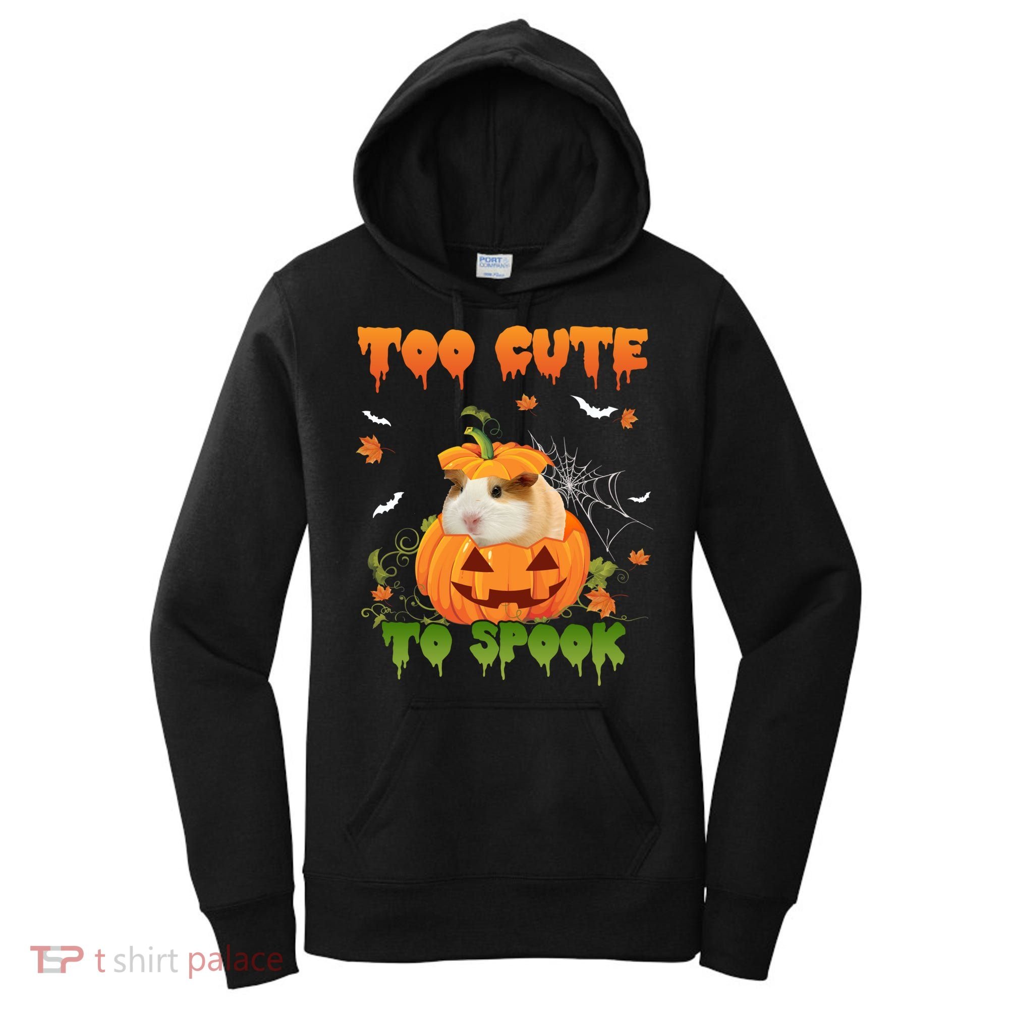 Too Cute To Spook Cute Halloween Pumpkin Hat Guinea Pig Pet Cool Gift Women's Hoodie